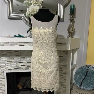LILLY PULITZER Fulton DRESS sz 4 Papillon Lace Buttefly Gold Cream Wedding